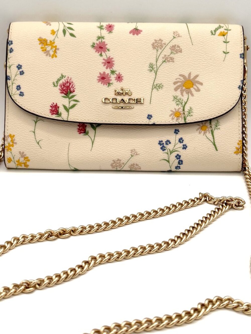 Coach Gemma Crossbody Clutch - RARE - Spaced Wildflower Gold Chain & Wrist Strap